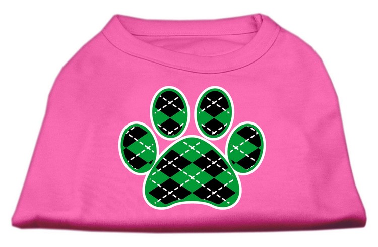 Argyle Paw Green Screen Print Shirt Bright Pink XS